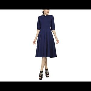 Flare Tea Midi Dress for Office Business Work